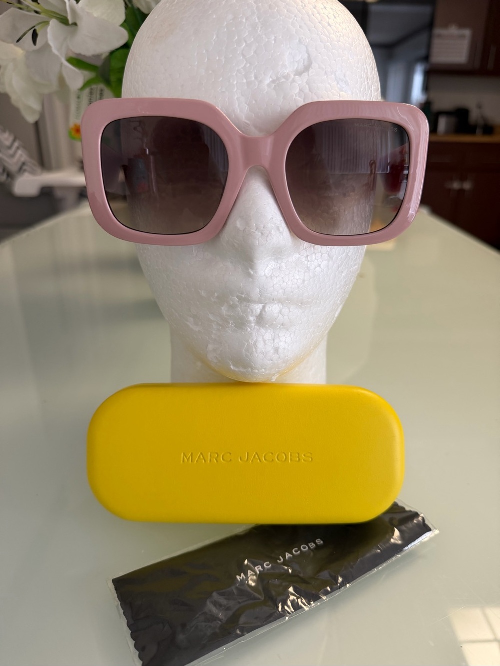 Marc Jacobs Pink Oversized Square Sunglasses with Gradient Lenses